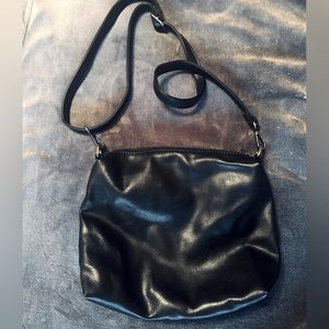 Black faux leather Crossbody Purse